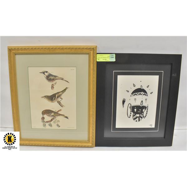 TWO FRAMED ART WALL HANGINGS