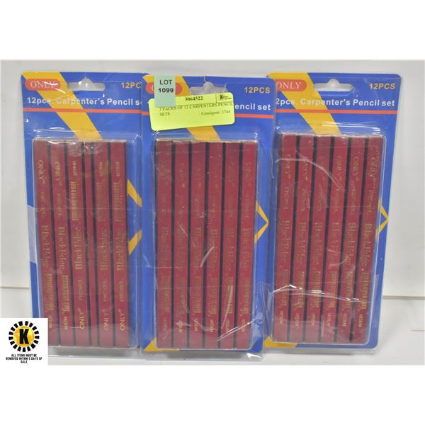 3 PACKS OF 12 CARPENTERS PENCIL SETS