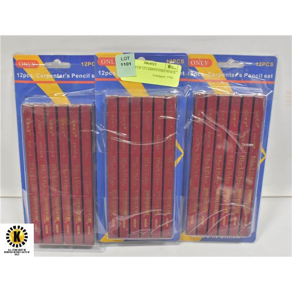 3 PACKS OF 12 CARPENTERS PENCIL SETS