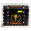 Image 1 : LEATHER WRAPPED WOOD CHEST WITH