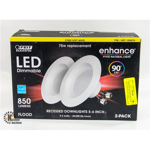 NEW FEIT LED DIMMABLE 2 PK RECESSED DOWNLIGHTS