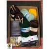 Image 1 : BOX OF KNITTING AND SEWING SUPPLIES