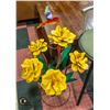 Image 1 : 38 IN METAL YELLOW FLOWERS ON STAND WITH BIRD