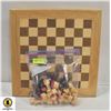 Image 1 : 18" X 18" WOODEN CHESS BOARD COMPLETE