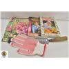 Image 1 : LOIS HOLE GARDENING BOOKS, NEW GLOVES+ TROWEL