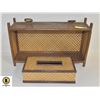 VINTAGE RATTAN WICKER SHELF & KLEENEX BOX COVER