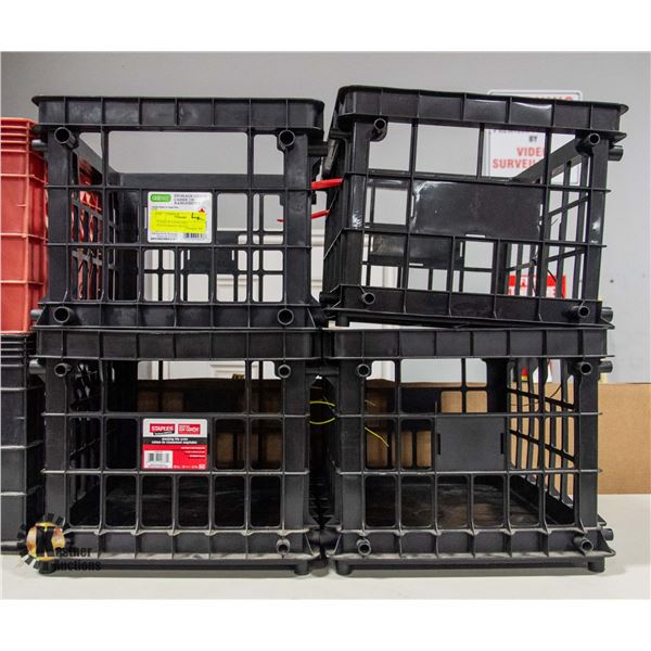 STACK OF 4 STACKING FILE/STORAGE CRATES