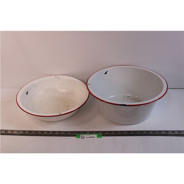 (2) Enamel Wash Basins