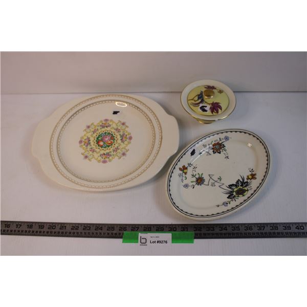 (2) Decorative Plates and Sugar Bowl