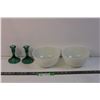 Image 1 : (2) Fire King Bowls and Candle Holders