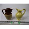 Image 2 : (2) Small Pitchers (Yellow and Brown)