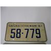 Image 2 : Pair of 1961 Saskatchewan License Plates
