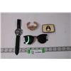 Image 1 : Lot of Assorted Items - Watches, Belt Buckle, Sunglasses