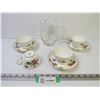 Image 1 : (4) Minton Tea Cups (3 saucers) Glass Pitcher