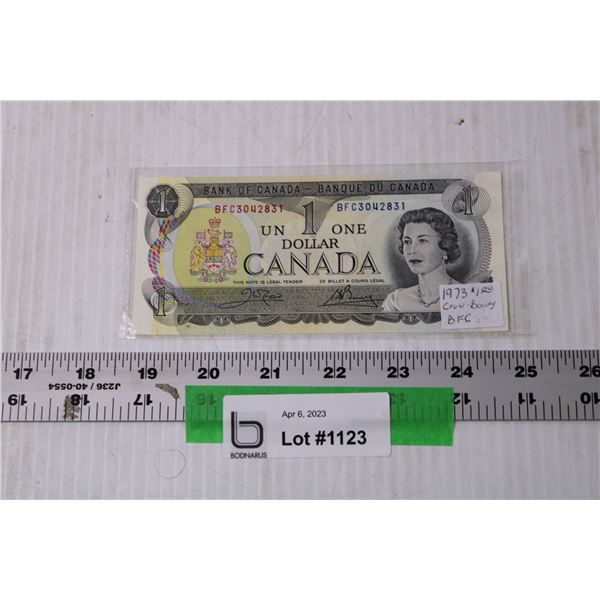 1973 Canadian One Dollar Bill - Crow Bouey BFC