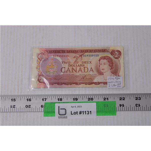 1974 Canadian Two Dollar Bill