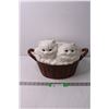 Image 1 : Ceramic Cats in Basket Storage Box