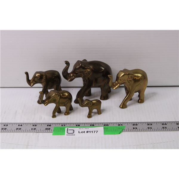 (5) Vintage Brass Elephants