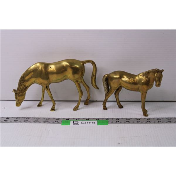 (2) Vintage Brass Horses - Made in India and Korea