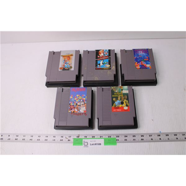 (5) Nintendo NES Games - Tetris, Goonies, Mario, Duck Hunt