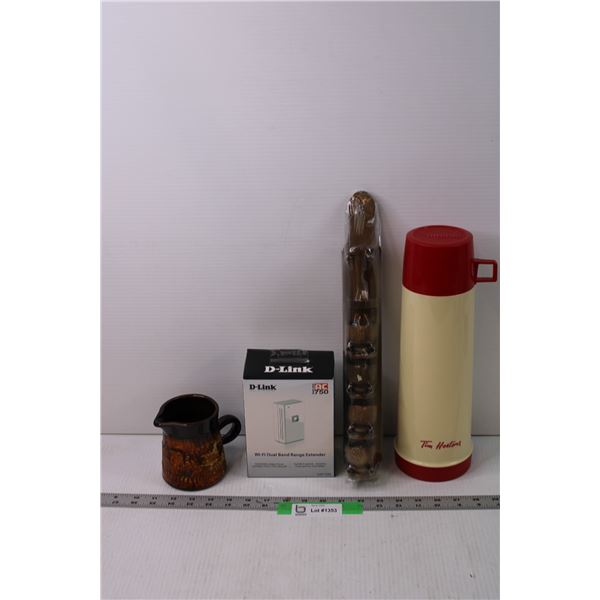 Lot of Assorted Items - Thermos, Wi-Fi Band Dual Router and Creamer