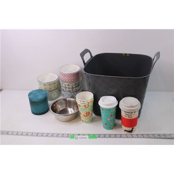 Storage Tub of Assorted Containers and Cups