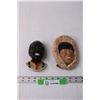 Image 1 : (2) Vintage Chalkware Heads - Indigenous