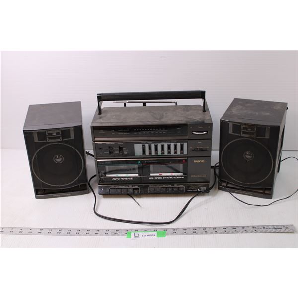 Sanyo C33 Radio and Tape Player and Speakers