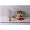 Image 1 : Sasco Honey 8 Pound Tin and Misc. Glass Jars and Bottles