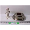 Image 1 : Danish Stainless Steel Butter Dish and Doctor Figurine - Made in Italy