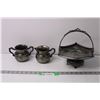 Image 1 : Silver Plated Creamer and Sugar Set and Serving Dish