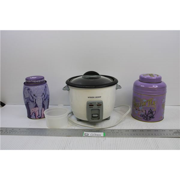 Black & Decker Rice cooker + (2) Tea Tins