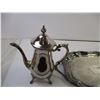 Image 2 : (4) Silver Plated Items (Cocktail Shaker, Platter, Tea Pots)