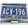 Image 2 : Pair of British Columbia License Plates