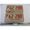 Image 1 : Pair of 1975 Saskatchewan License Plates
