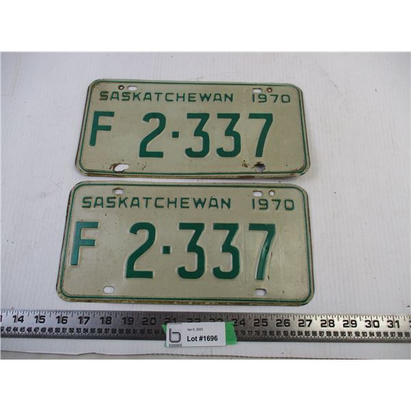 Pair of 1970 Saskatchewan License Plates