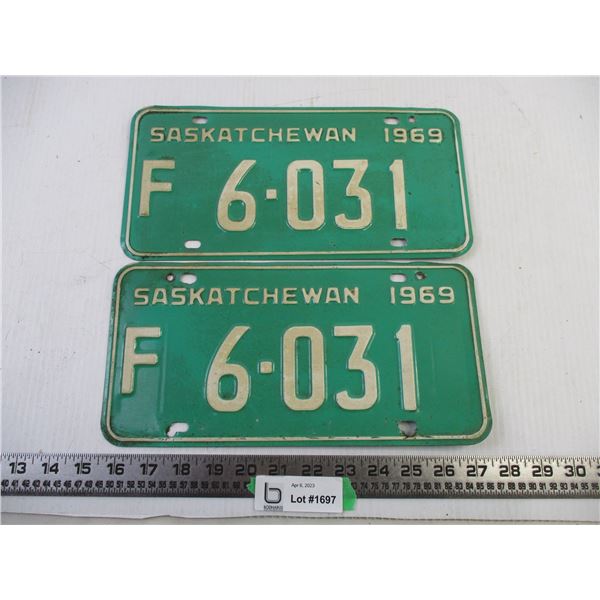 Pair of 1969 Saskatchewan License Plates