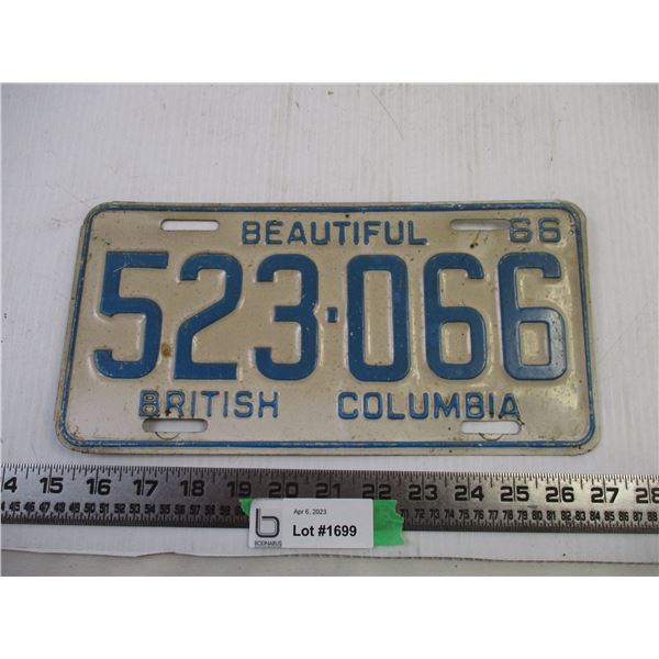 1966 British Columbia License Plate