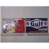 Image 1 : (2) Tin Fantasy Signs- Gulf Gas and Shell Oil