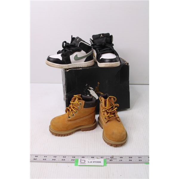 (2) Pairs of Toddler Shoes (Timberland size 4/ Nike Jordans 7C)