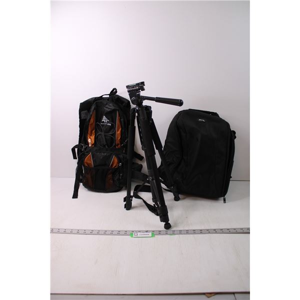 (2) Backpacks + Tripod (Missing Foot)