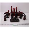 Image 1 : (7) Pieces of Avon "Cape Cod" +(5 ) Red Glass Items