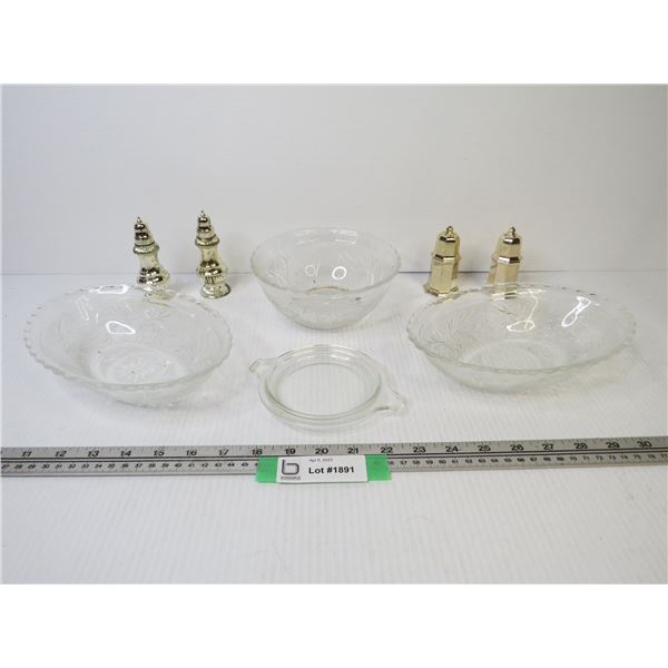 (2) Sets of Salt & Pepper Shakers - Glass Dishes