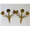 Image 2 : Brass & Glass Wall Mount Candle Stick Holders