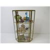 Image 7 : Glass Vase - Binder - Brass & Glass Display Case w/Small Ornaments - Vintage Plates & Dishes