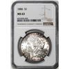 Image 1 : 1886 $1 Morgan Silver Dollar Coin NGC MS63