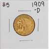 Image 1 : 1909-D $5 Indian Head Half Eagle Gold Coin