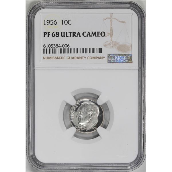 1956 Proof Roosevelt Dime Coin NGC PF68 Ultra Cameo