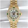 Image 3 : Rolex Ladies 18K Yellow Gold Diamond and Emerald President Wristwatch with Rolex Box