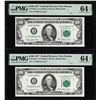 Image 1 : (2) Consecutive $100 Federal Reserve Notes Fr.2168-A PMG Choice Uncirculated 64EPQ